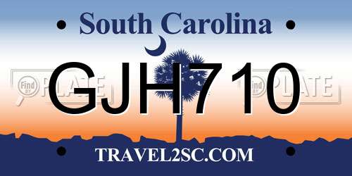 GJH710 South Carolina License Plate