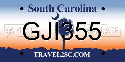 GJI355 South Carolina License Plate