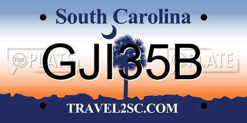 GJI35B South Carolina License Plate