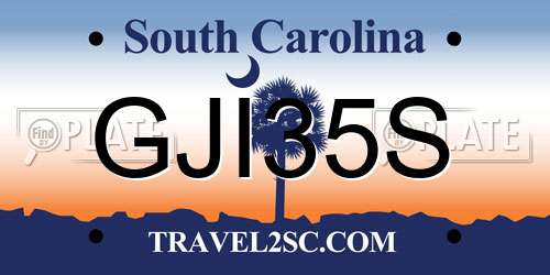 GJI35S South Carolina License Plate