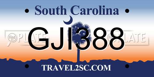 GJI388 South Carolina License Plate