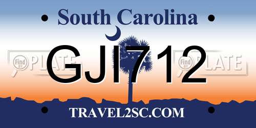 GJI712 South Carolina License Plate