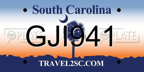 GJI941 South Carolina License Plate