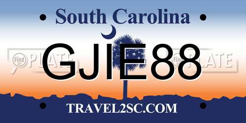 GJIE88 South Carolina License Plate