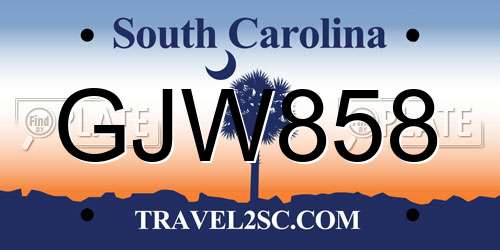 GJW858 South Carolina License Plate