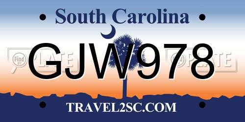 GJW978 South Carolina License Plate