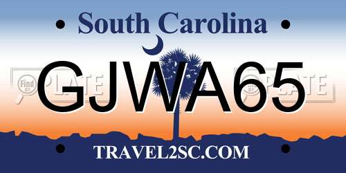 GJWA65 South Carolina License Plate