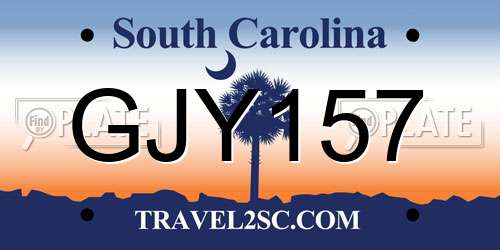 GJY157 South Carolina License Plate