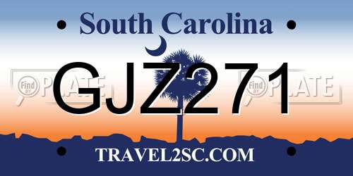GJZ271 South Carolina License Plate