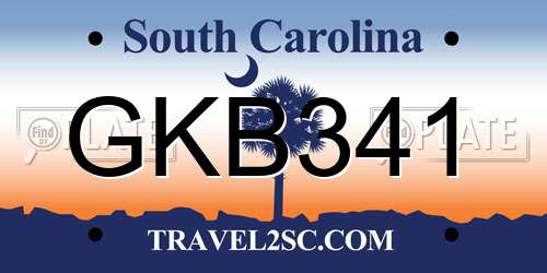 GKB341 South Carolina License Plate