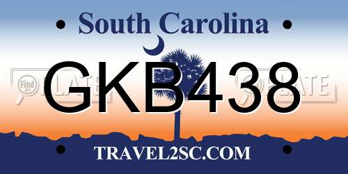 GKB438 South Carolina License Plate