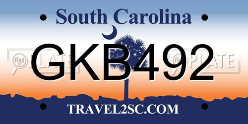 GKB492 South Carolina License Plate