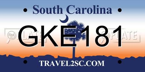 GKE181 South Carolina License Plate