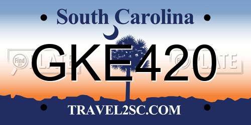GKE420 South Carolina License Plate