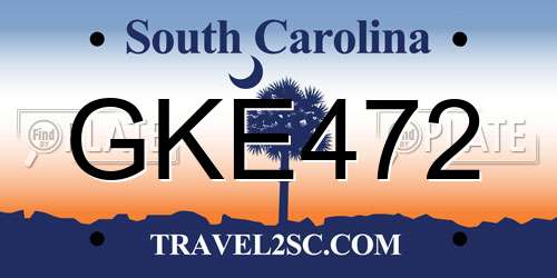 GKE472 South Carolina License Plate