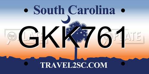 GKK761 South Carolina License Plate