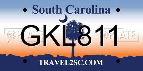 GKL811 South Carolina License Plate
