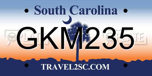 GKM235 South Carolina License Plate