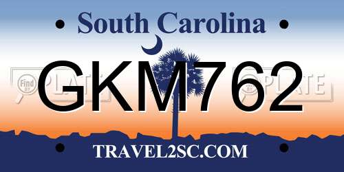 GKM762 South Carolina License Plate