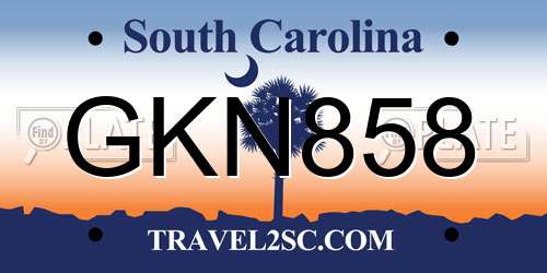 GKN858 South Carolina License Plate