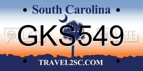 GKS549 South Carolina License Plate