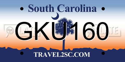 GKU160 South Carolina License Plate
