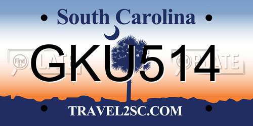 GKU514 South Carolina License Plate