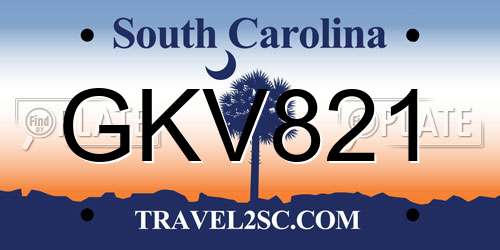 GKV821 South Carolina License Plate