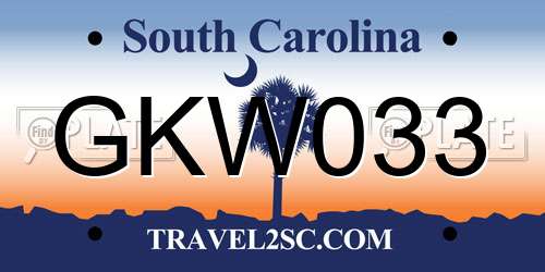 GKW033 South Carolina License Plate