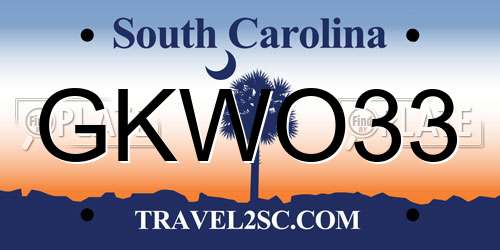 GKWO33 South Carolina License Plate