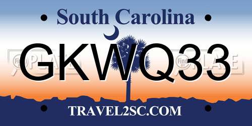 GKWQ33 South Carolina License Plate