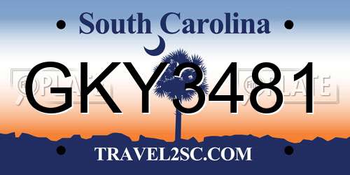 GKY3481 South Carolina License Plate