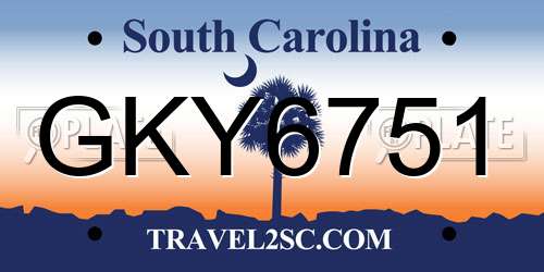 GKY6751 South Carolina License Plate
