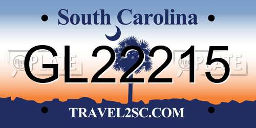 GL22215 South Carolina License Plate