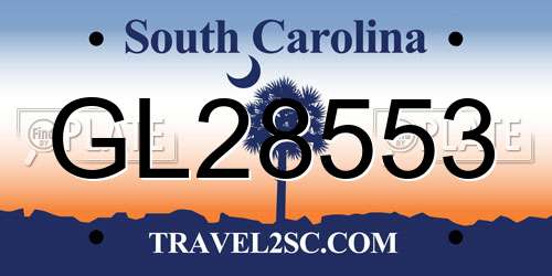 GL28553 South Carolina License Plate