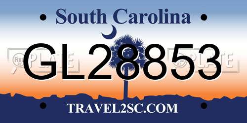 GL28853 South Carolina License Plate