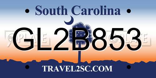 GL2B853 South Carolina License Plate