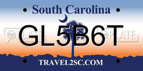 GL5B6T South Carolina License Plate