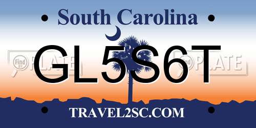 GL5S6T South Carolina License Plate
