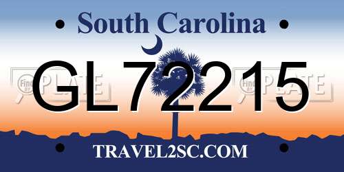 GL72215 South Carolina License Plate