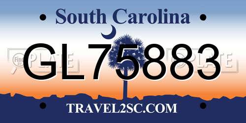 GL75883 South Carolina License Plate