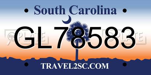 GL78583 South Carolina License Plate