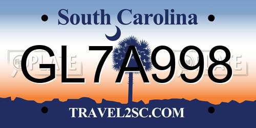 GL7A998 South Carolina License Plate