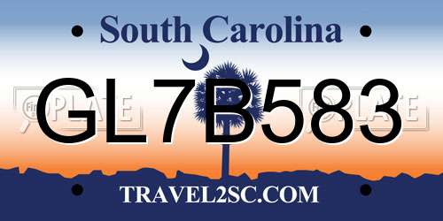 GL7B583 South Carolina License Plate
