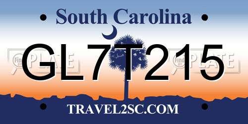 GL7T215 South Carolina License Plate