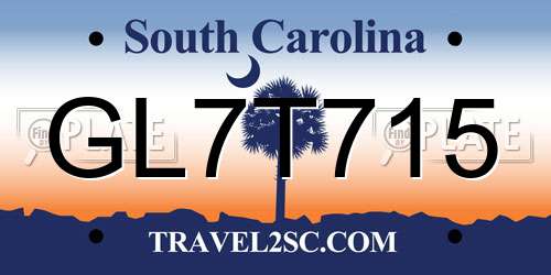 GL7T715 South Carolina License Plate