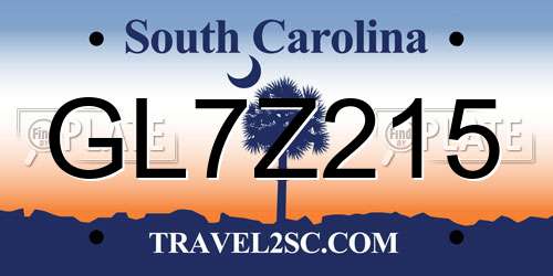 GL7Z215 South Carolina License Plate