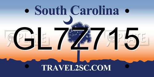GL7Z715 South Carolina License Plate