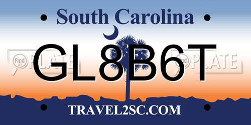 GL8B6T South Carolina License Plate