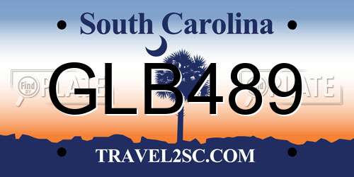 GLB489 South Carolina License Plate